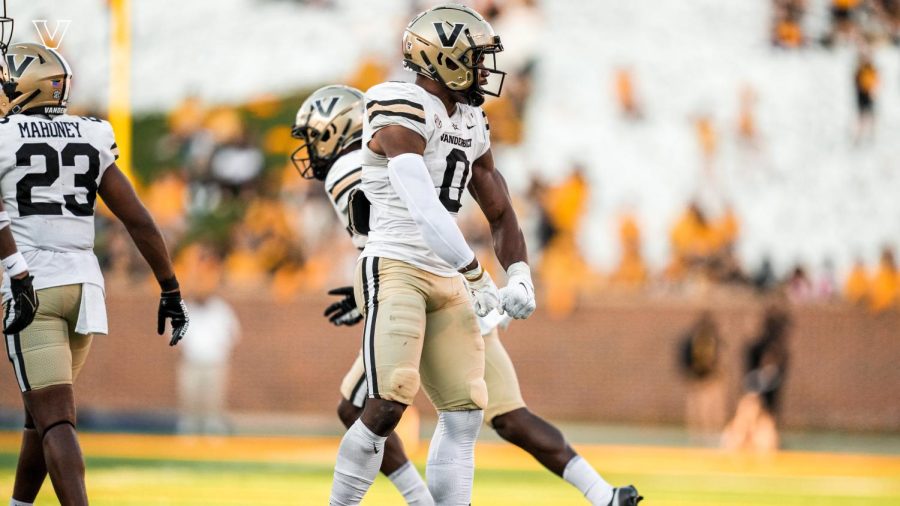 Anfernee Orji playing against Missouri on Oct. 22, 2022. (Vanderbilt Athletics)