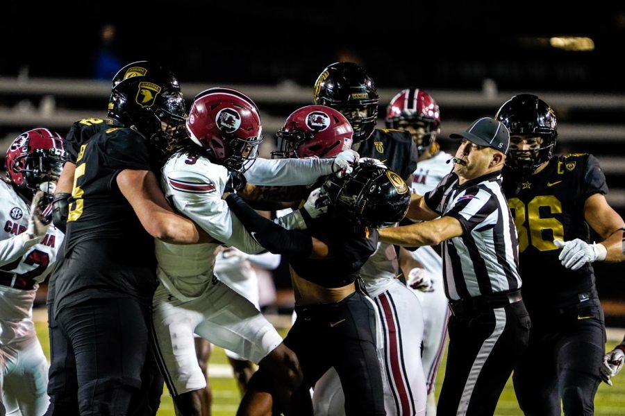 Feathers flew on the field, as captured on Nov. 5, 2022. (Hustler Multimedia/Miguel Beristain)