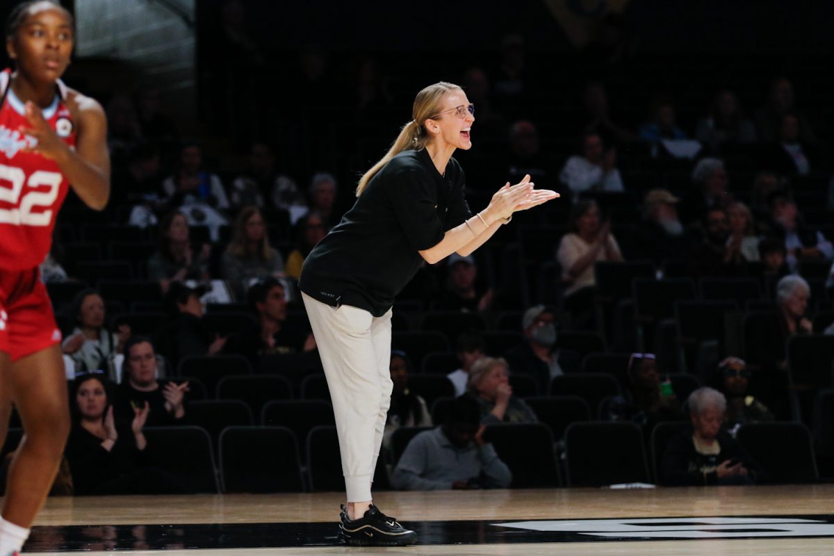 Shea Ralph coaches in Vanderbilt’s matchup against LA Tech, as photographed on Dec. 3, 2023. (Hustler Multimedia/Barrie Barto)
