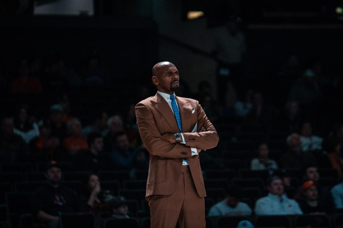 Coach Stackhouse stares at the opposition, as photographed on Jan. 17, 2023. (Hustler Multimedia/Vince Lin)