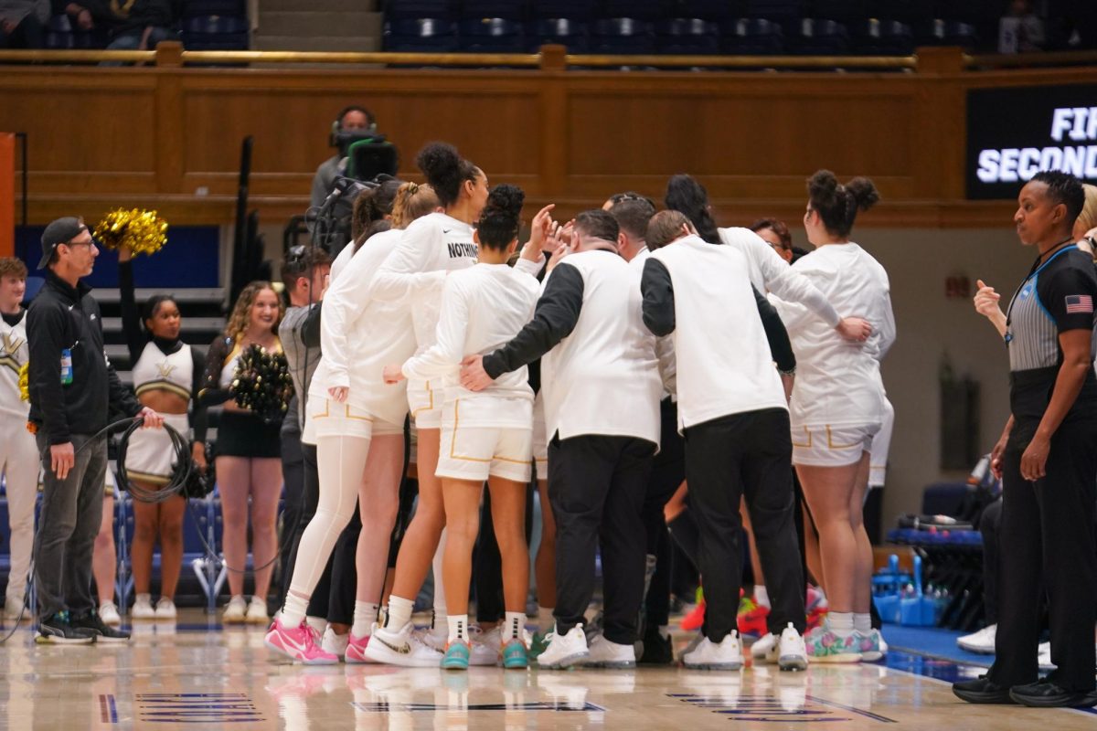 Vanderbilt huddles together at the NCAA Tournament, as photographed on March 21, 2025. (Hustler Multimedia/Connor Campbell)